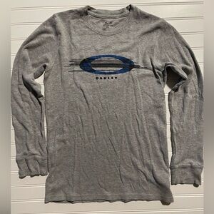 Oakley Heather Gray and Blue Long Sleeve Tee